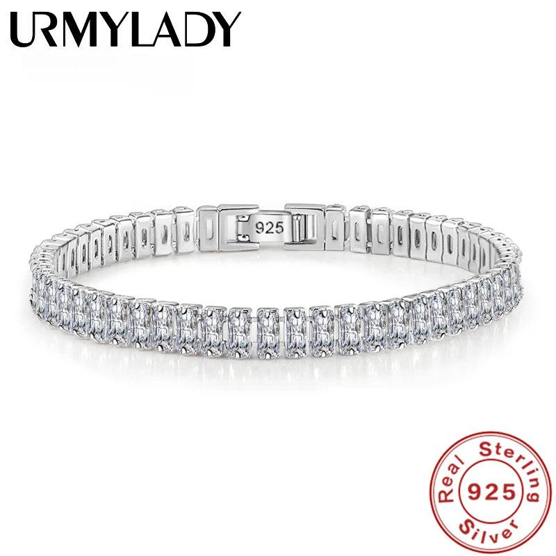 925 Sterling Silver Crystal Bracelet for Women Engagement Wedding