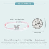 925 Silver Pink Butterfly Charm Bracelet Hollow Insect Zircon Chain Girl Jewelry