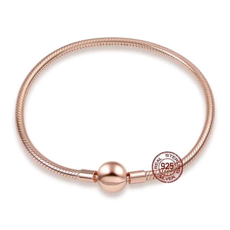 925 Sterling Silver Snake Rose Chain Bracelet for Women