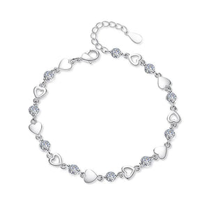 925 Silver Moissanite Tennis Bracelet Lab Diamond Love Heart for Party Gift