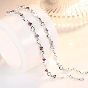 925 Silver Moissanite Tennis Bracelet Lab Diamond Love Heart for Party Gift