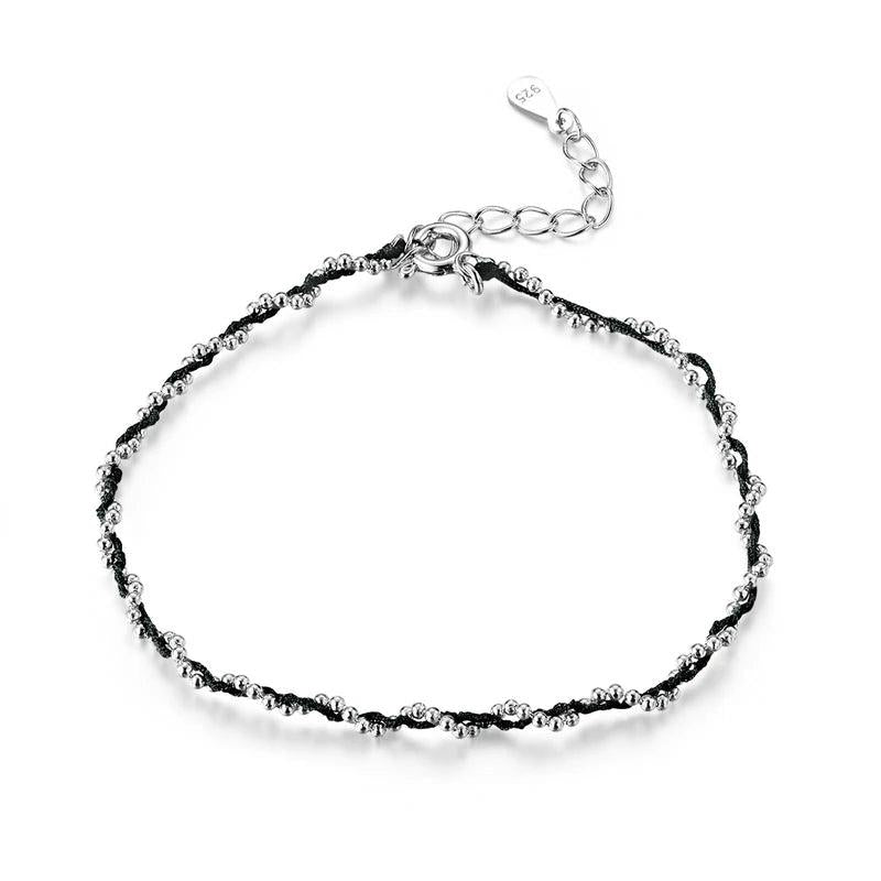 Red Rope Bracelet with Silver Beads Chain Bracelet for Women