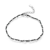 Red Rope Bracelet with Silver Beads Chain Bracelet for Women
