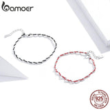 Red Rope Bracelet with Silver Beads Chain Bracelet for Women