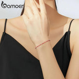 Red Rope Bracelet with Silver Beads Chain Bracelet for Women