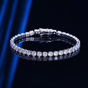 Real Moissanite Bracelet S925 Sterling Silver 4mm Diamonds Bangle Chain