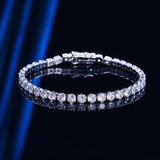 Real Moissanite Bracelet S925 Sterling Silver 4mm Diamonds Bangle Chain