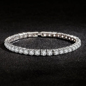 Real Moissanite Bracelet S925 Sterling Silver 4mm Diamonds Bangle Chain