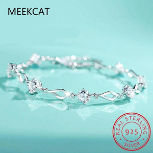 925 Silver Moissanite Tennis Bracelet for Women Lab Diamond Rhombus