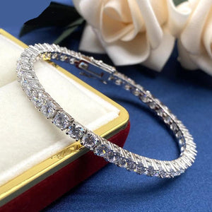 4mm 5mm D Pass Diamond Tester Round Cut 925 Silver Moissanite Tennis Bracelet