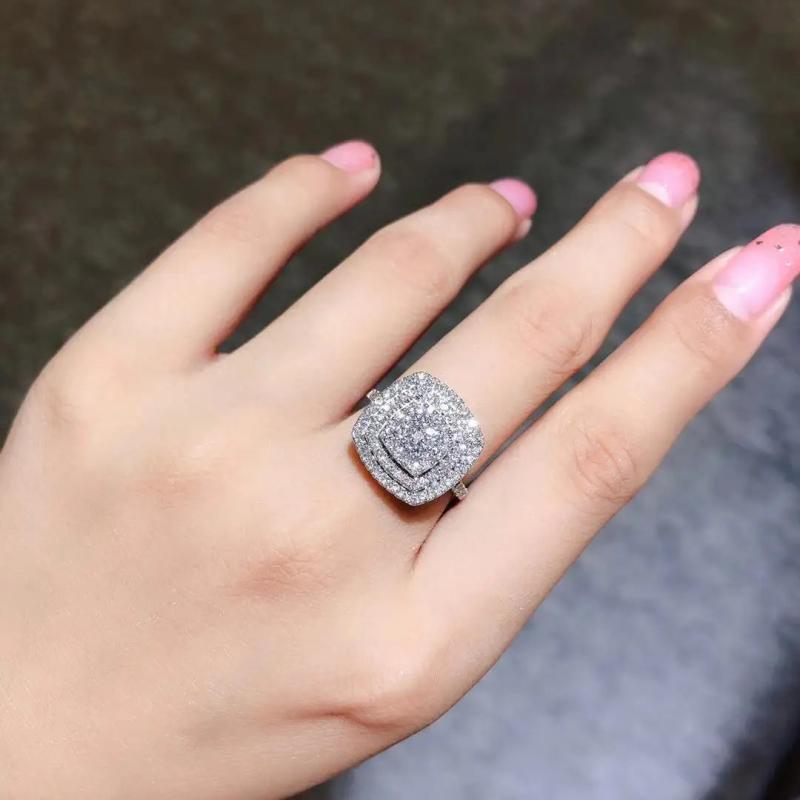 925 Silver Square Moissanite Engagement Ring