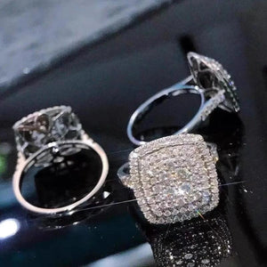 925 Silver Square Moissanite Engagement Ring
