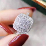 925 Silver Square Moissanite Engagement Ring