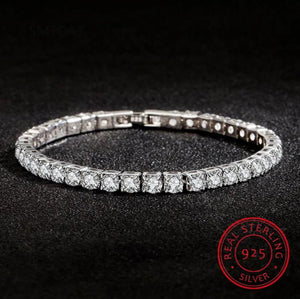 925 Silver Moissanite Tennis Bracelet for Women 4mm Charm Bracelet