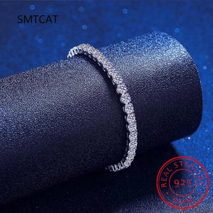 925 Silver Moissanite Tennis Bracelet for Women 4mm Charm Bracelet