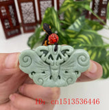 Lantian Jade Butterfly Pendant Necklace Green Natural Carved Charms