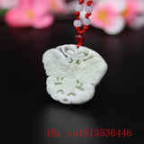 Lantian Jade Butterfly Pendant Necklace Green Natural Carved Charms