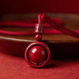 Hand-carved Cinnabar Necklace Zijin Sand Beads Pendant