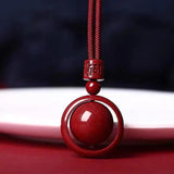 Hand-carved Cinnabar Necklace Zijin Sand Beads Pendant