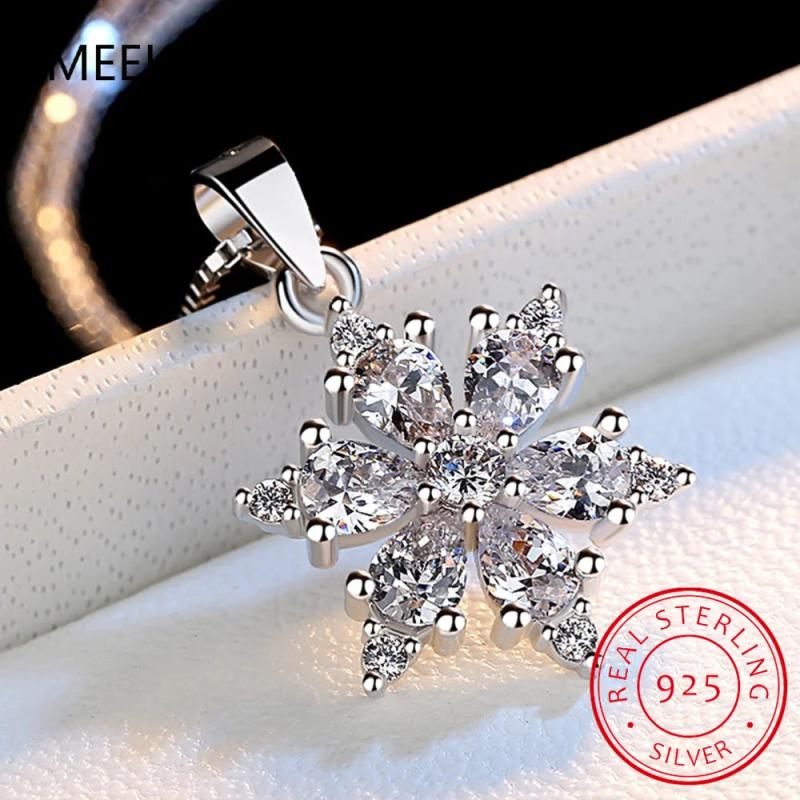 Moissanite Snowflake Pendant Necklace D VVS1 Lab Diamonds 925 Sterling Silver
