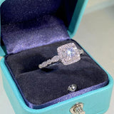 925 Silver Square Moissanite Wedding Engagement Ring