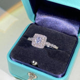 925 Silver Square Moissanite Wedding Engagement Ring