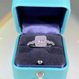 925 Silver Square Moissanite Wedding Engagement Ring