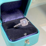 925 Silver Square Moissanite Wedding Engagement Ring