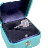 925 Silver Square Moissanite Wedding Engagement Ring