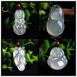 Chalcedony Pendant Guanyin Buddha Pixiu Fu Bean Necklace