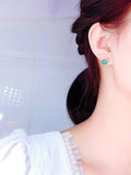 Green Moissanite CZ Stud Earrings Silver Jewelry