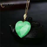 Myanmar Jade Heart Pendant Necklace Green Love Jewelry
