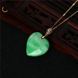 Myanmar Jade Heart Pendant Necklace Green Love Jewelry