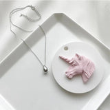 925 Silver Water Drop Pendant Clavicle Necklace Women Jewelry