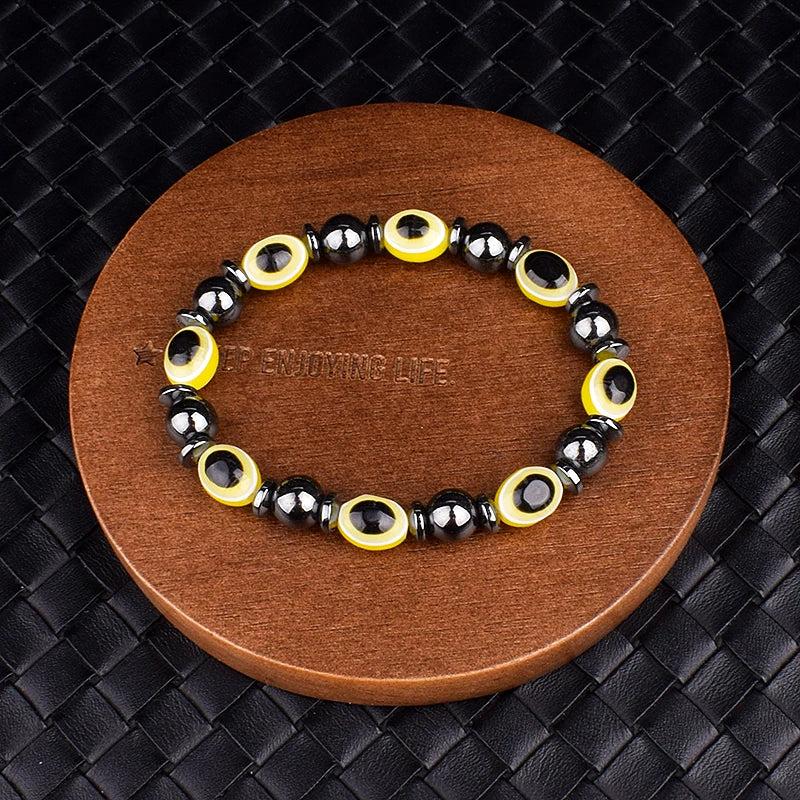 Hematite Beads Bracelet Men Women Health Care Evil Eye Amulet Jewelry