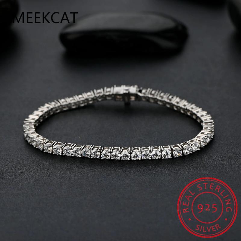 925 Sterling Silver Moissanite Tennis Bracelet for Women 4mm Charm