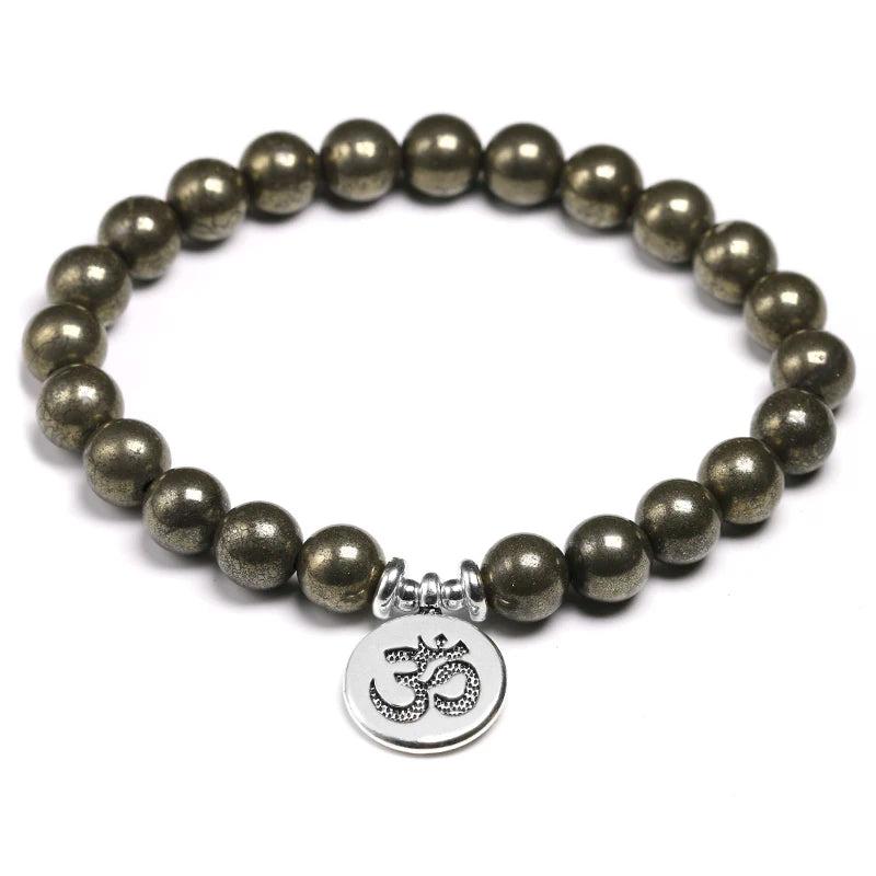 Pyrite Bracelet Charm Lotus Jewelry Energy Healing Stone