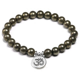 Pyrite Bracelet Charm Lotus Jewelry Energy Healing Stone