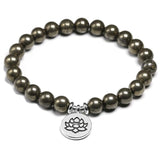 Pyrite Bracelet Charm Lotus Jewelry Energy Healing Stone