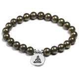 Pyrite Bracelet Charm Lotus Jewelry Energy Healing Stone