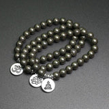 Pyrite Bracelet Charm Lotus Jewelry Energy Healing Stone