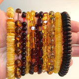 Natural Amber Bracelet Healing Energy Gemstone Stretch Men Women Bracelet