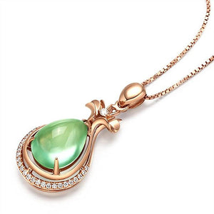 18K Rose Grape Stone Necklace Green Gem Pendant Female Chai