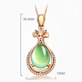 18K Rose Grape Stone Necklace Green Gem Pendant Female Chai