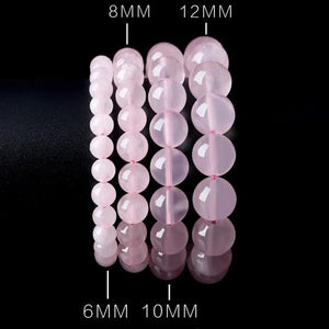 Pink Rose Quartz Stone Bracelet Stretch Cord Jewelry