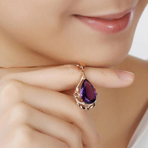 18k Rose Amethyst Necklace Pendant for Women