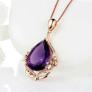 18k Rose Amethyst Necklace Pendant for Women