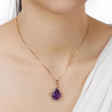 18k Rose Amethyst Necklace Pendant for Women
