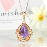 18k Rose Amethyst Necklace Pendant for Women