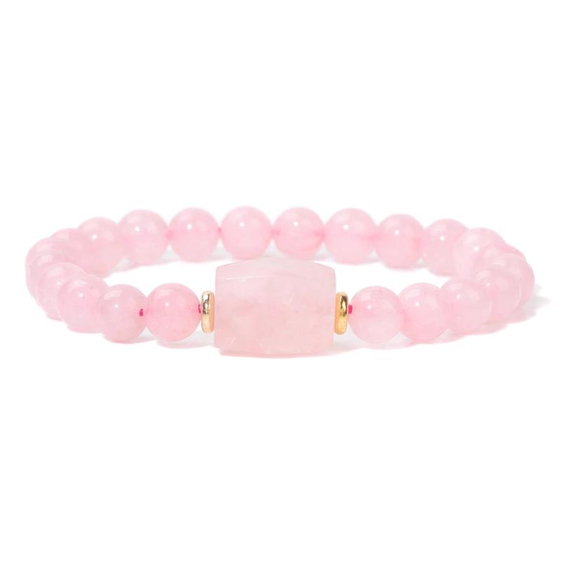 Rose Pink Quartz Citrine Stretch Bracelet Healing Reiki Stone Bangles